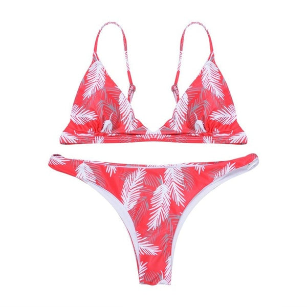 Women Stripe Bikini Set Padded Bra Tops Thong Bottoms Leopard Print Swimwear Swimsuit Bikini Sets