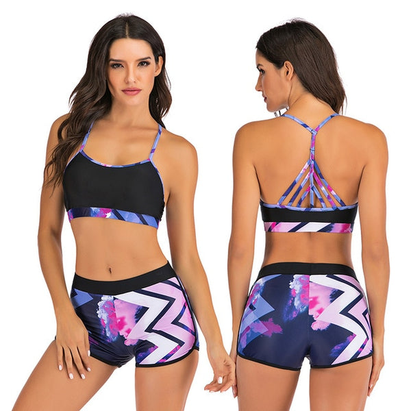 Sport High Waist Bikini Women Swimwear 2020 Sexy Crop Top Plus Size Swimsuit Swimming Suit Bathing Suit Bikini Set With Shorts
