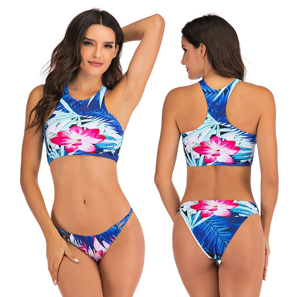 Sport High Waist Bikini Women Swimwear 2020 Sexy Crop Top Plus Size Swimsuit Swimming Suit Bathing Suit Bikini Set With Shorts