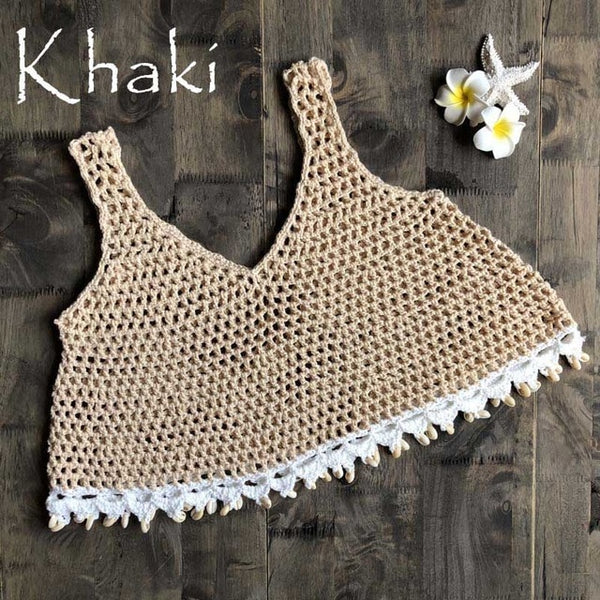 Crochet Mesh Bikini Cover Up 2019 New Women Summer Sexy Hollow Out Straps Beach Top Swimsuit Deep V neck Knitted Bathing Wear
