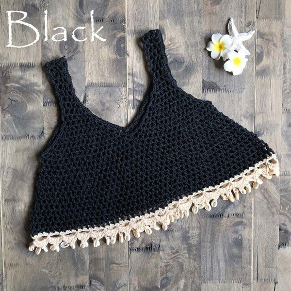 Crochet Mesh Bikini Cover Up 2019 New Women Summer Sexy Hollow Out Straps Beach Top Swimsuit Deep V neck Knitted Bathing Wear