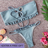 Sexy High Waist Bikini Set Women Swimsuit New Style Bottom Belt Decoration Swimwear Khaki&Red Summer BeachWear Biquini Swimming