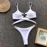 In-X Ring high cut bikini 2020 Black swimsuit female Push up swimwear women bathers Halter top Triangle top summer bathing suit