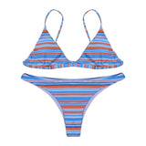 Women Stripe Bikini Set Padded Bra Tops Thong Bottoms Leopard Print Swimwear Swimsuit Bikini Sets