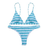 Women Stripe Bikini Set Padded Bra Tops Thong Bottoms Leopard Print Swimwear Swimsuit Bikini Sets