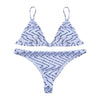 Women Stripe Bikini Set Padded Bra Tops Thong Bottoms Leopard Print Swimwear Swimsuit Bikini Sets
