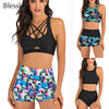 Sport High Waist Bikini Women Swimwear 2020 Sexy Crop Top Plus Size Swimsuit Swimming Suit Bathing Suit Bikini Set With Shorts