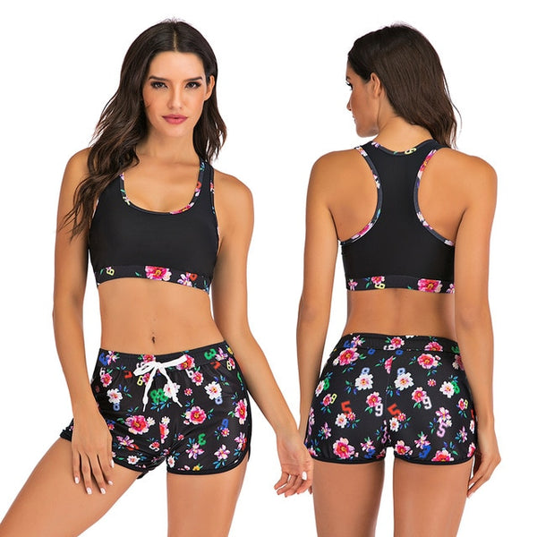Sport High Waist Bikini Women Swimwear 2020 Sexy Crop Top Plus Size Swimsuit Swimming Suit Bathing Suit Bikini Set With Shorts
