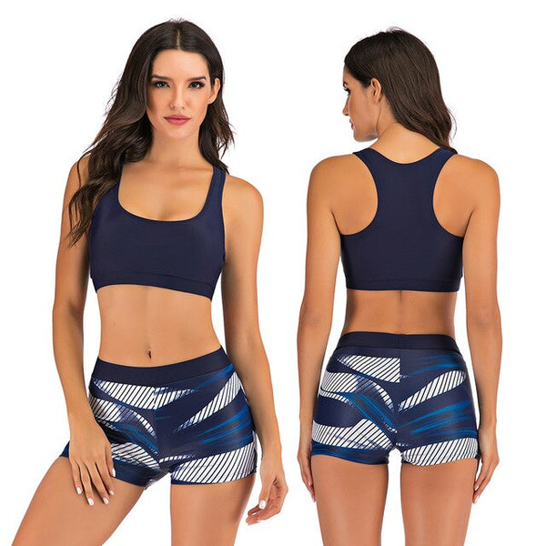 Sport High Waist Bikini Women Swimwear 2020 Sexy Crop Top Plus Size Swimsuit Swimming Suit Bathing Suit Bikini Set With Shorts