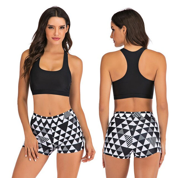Sport High Waist Bikini Women Swimwear 2020 Sexy Crop Top Plus Size Swimsuit Swimming Suit Bathing Suit Bikini Set With Shorts