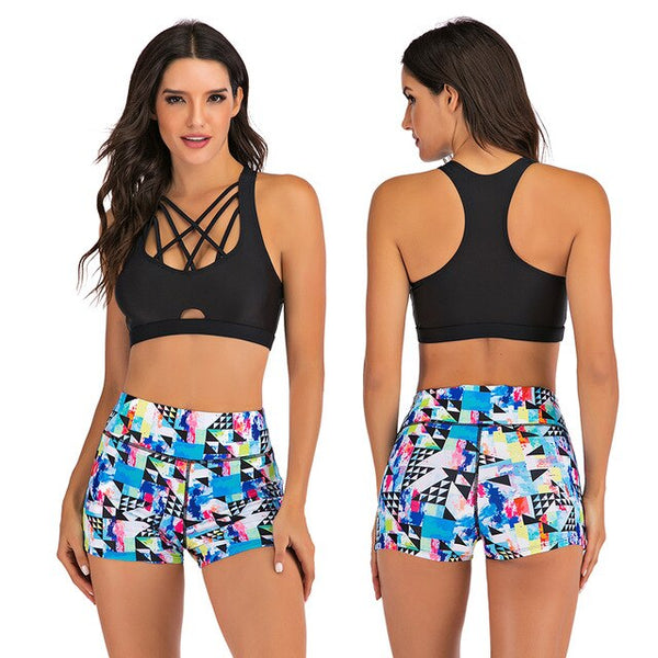 Sport High Waist Bikini Women Swimwear 2020 Sexy Crop Top Plus Size Swimsuit Swimming Suit Bathing Suit Bikini Set With Shorts