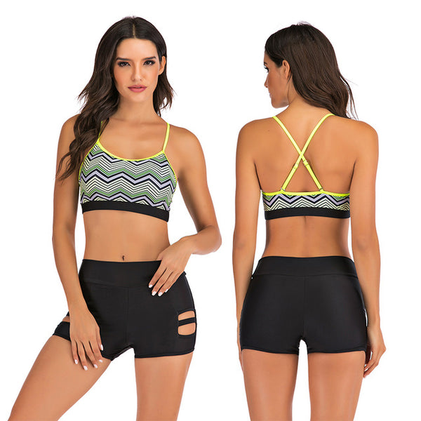 Sport High Waist Bikini Women Swimwear 2020 Sexy Crop Top Plus Size Swimsuit Swimming Suit Bathing Suit Bikini Set With Shorts