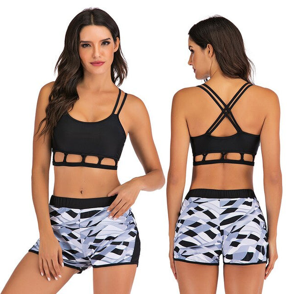 Sport High Waist Bikini Women Swimwear 2020 Sexy Crop Top Plus Size Swimsuit Swimming Suit Bathing Suit Bikini Set With Shorts
