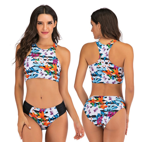 Sport High Waist Bikini Women Swimwear 2020 Sexy Crop Top Plus Size Swimsuit Swimming Suit Bathing Suit Bikini Set With Shorts