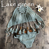 CROCHET BIKINI Sexy Halter Tie Knitting New Beach Swimwear Halter Beaded Tassel Crop Top Brazil Bikini Swimsuit Bathing Suit