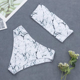 2020 Tube Top Swimwear Sexy Women Marble Print Padded Bra Beach Bikini Set Swimwer Bathing Suit Beachwear Maillot De Bain