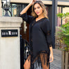 ImCute 2020 Womens Bikini Cover Up Beach Maxi Wrap Sarong Kimono Kaftan Summer Chiffon Tassel Dress Hooded Batwing Sleeve Top