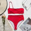 In-X High waist bikinis 2020 mujer Neon swimsuit female one shoulder swimwear women Bandeau top Sexy green bathing suit bathers