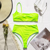 In-X High waist bikinis 2020 mujer Neon swimsuit female one shoulder swimwear women Bandeau top Sexy green bathing suit bathers
