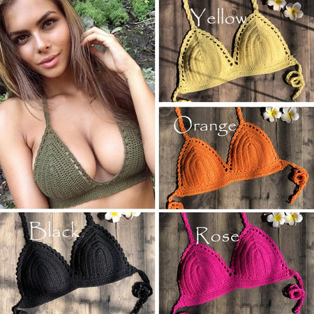 11 Color Beach Crochet Bikini Tops Beach Push up OR Interlining Beach Women Swimwear Top