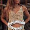 Crochet Mesh Bikini Cover Up 2019 New Women Summer Sexy Hollow Out Straps Beach Top Swimsuit Deep V neck Knitted Bathing Wear