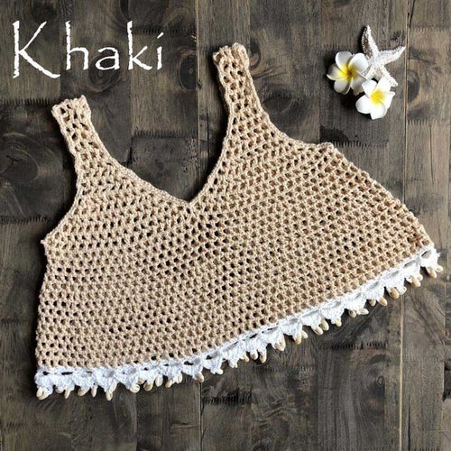 Crochet Mesh Bikini Cover Up 2019 New Women Summer Sexy Hollow Out Straps Beach Top Swimsuit Deep V neck Knitted Bathing Wear