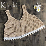 Crochet Mesh Bikini Cover Up 2019 New Women Summer Sexy Hollow Out Straps Beach Top Swimsuit Deep V neck Knitted Bathing Wear