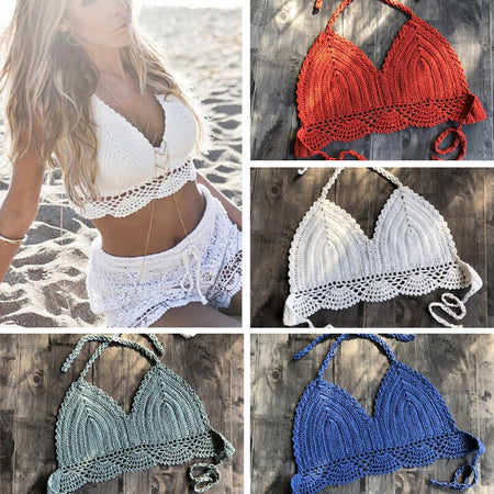 11 Color Beach Crochet Bikini Tops Beach Push up OR Interlining Beach Women Swimwear Top
