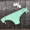 Women Sport Sexy Bikini Thong Handmade Crochet Swimwear Bikini Bottom Hollow-out Low Waist Bathing Suit