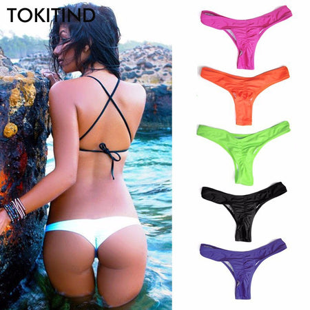 2015 Sexy Women Bikini Bottom Brazilian Swimsuit Beachwear Bow Back Bathing Suit