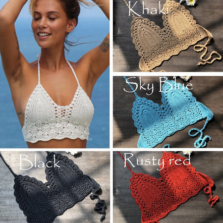 11 Color Beach Crochet Bikini Tops Beach Push up OR Interlining Beach Women Swimwear Top