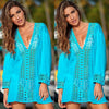 Women Summer V-Neck Lace Crochet  Hollow Bikini Cover Up Swimwear Bathing Suit Beach Dress Tops Beachwear
