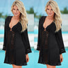 Women Summer V-Neck Lace Crochet  Hollow Bikini Cover Up Swimwear Bathing Suit Beach Dress Tops Beachwear